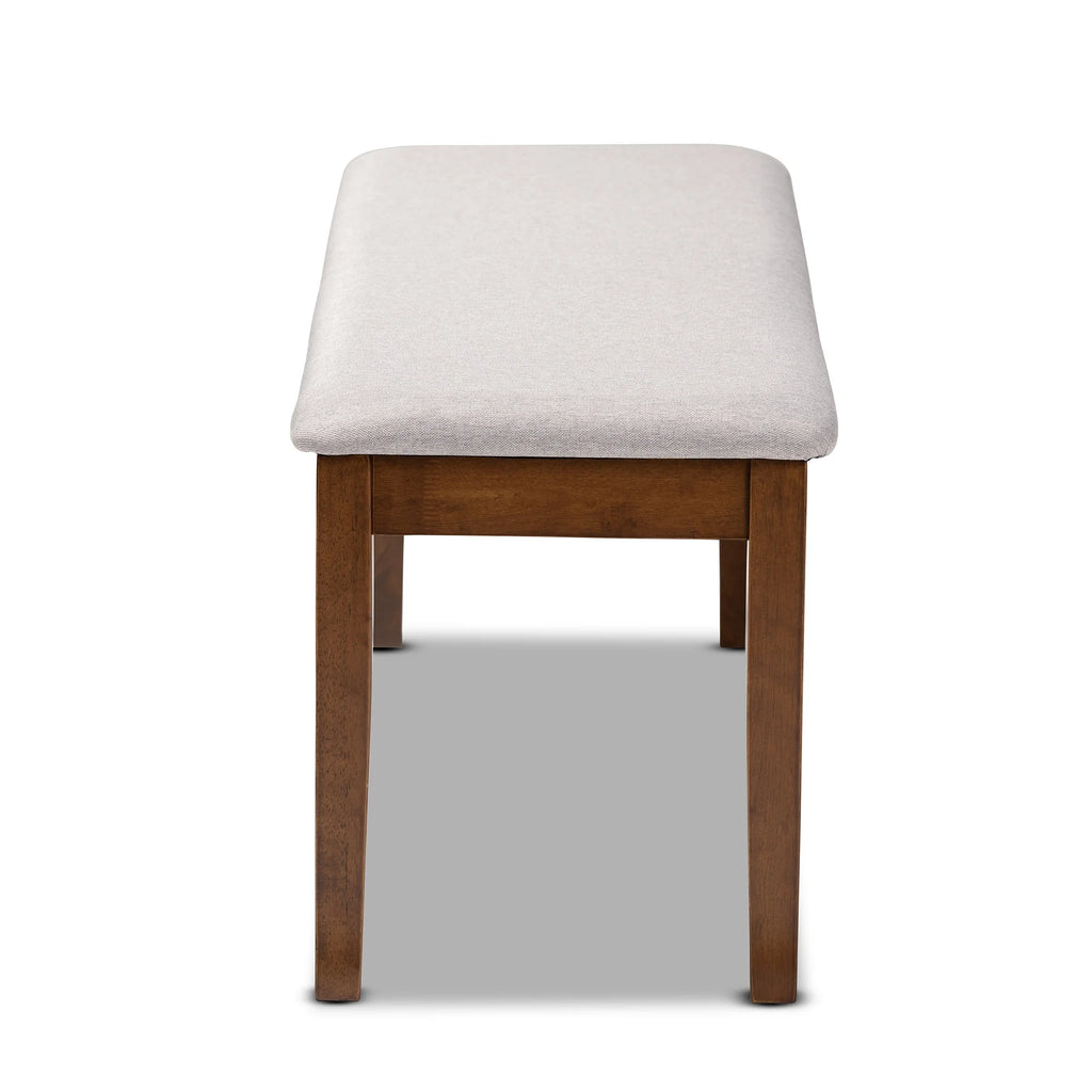 Gray Fabric and Walnut Finished Wood Dining Bench E147896