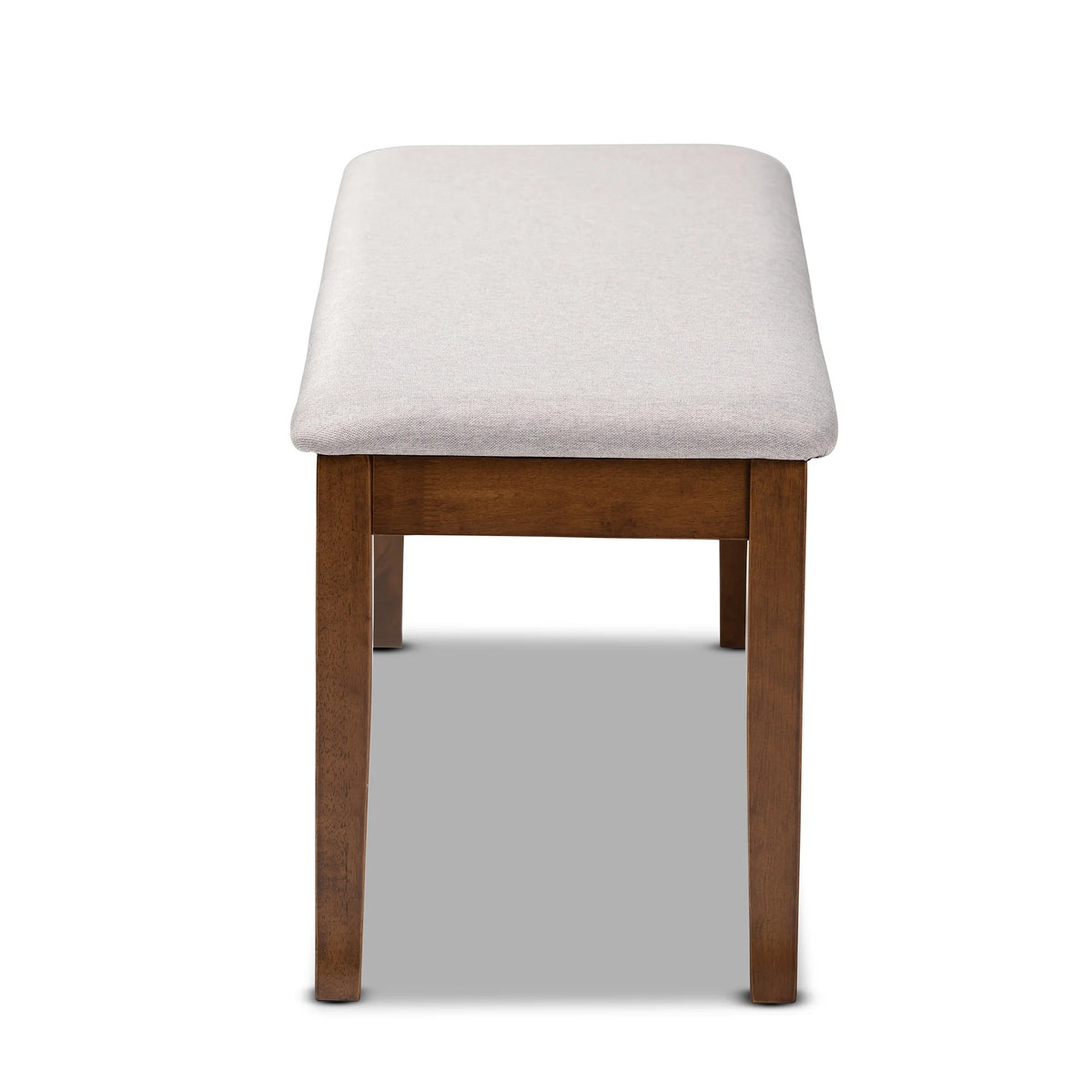 Gray Fabric and Walnut Finished Wood Dining Bench E147896
