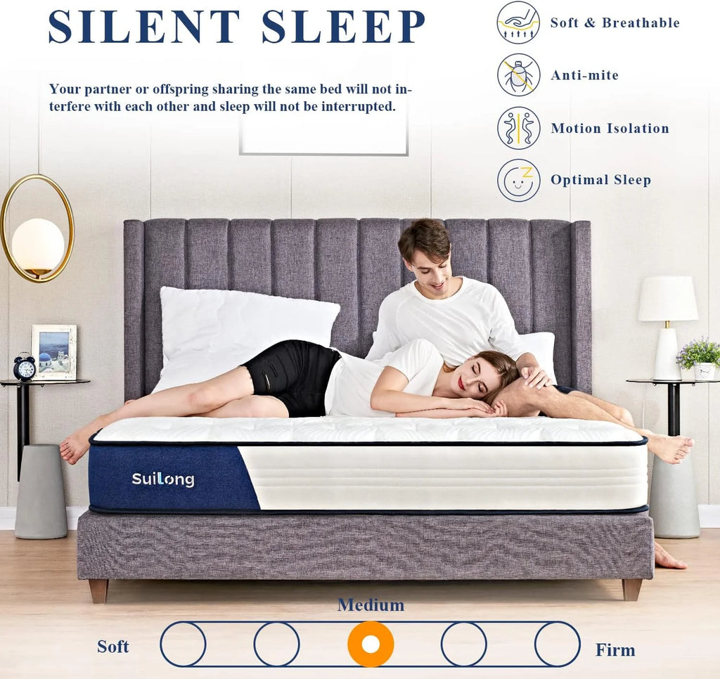King Size 10 Inch Hybrid Memory Foam Innerspring Medium Firm Mattress O630