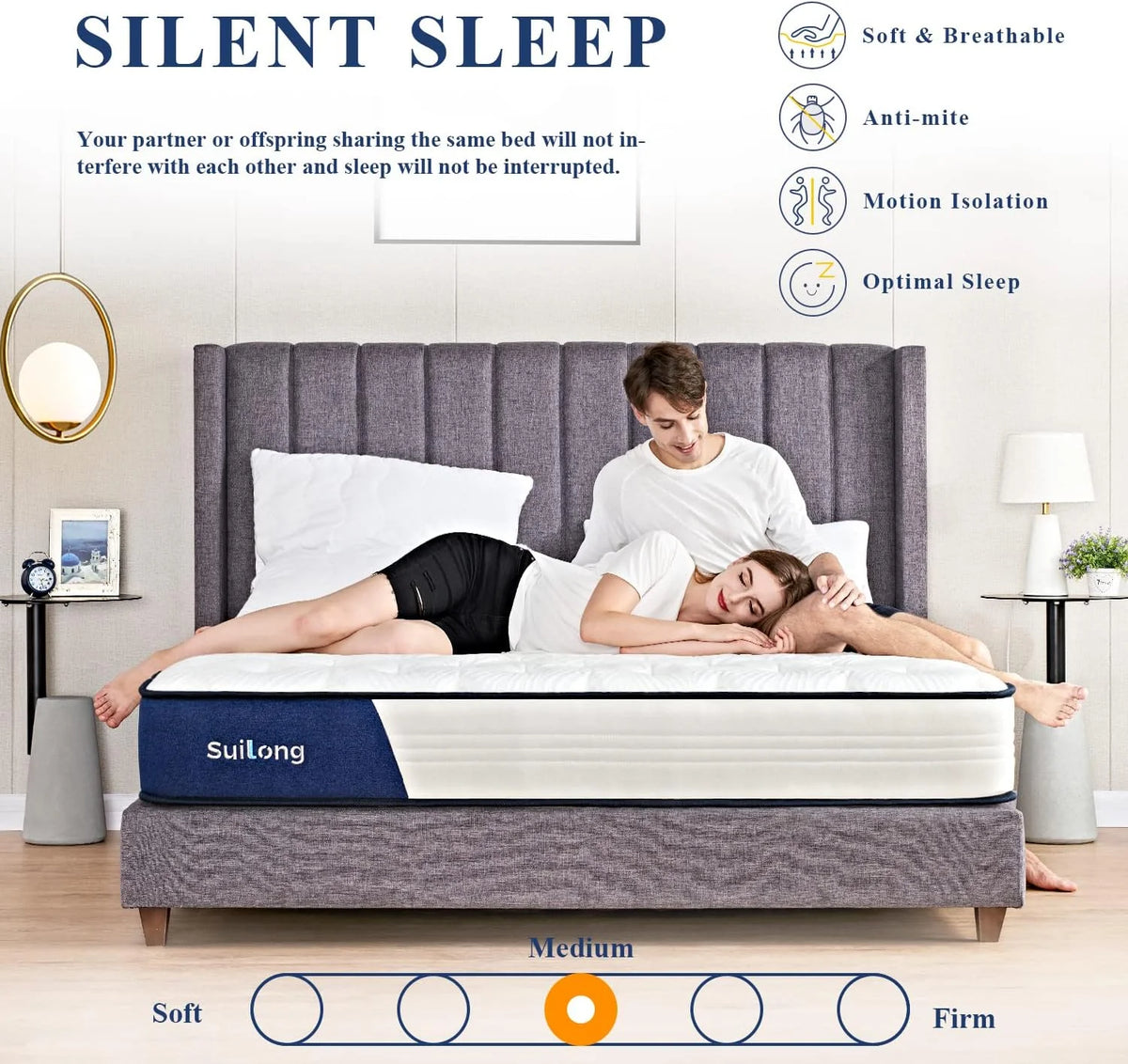 King Size 10 Inch Hybrid Memory Foam Innerspring Medium Firm Mattress O630