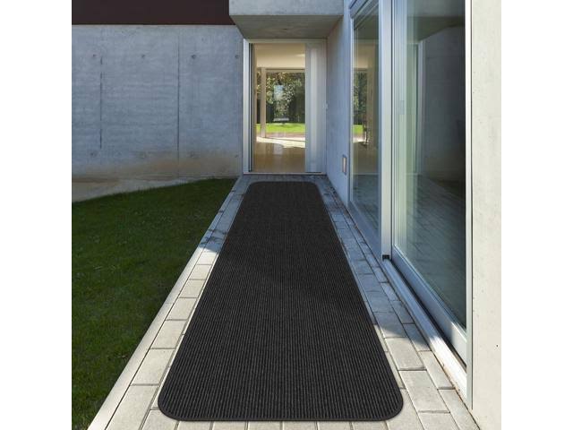 Smokey Black Double-Ribbed Carpet Runner with Skid-Resistant Rubber Backing U402766