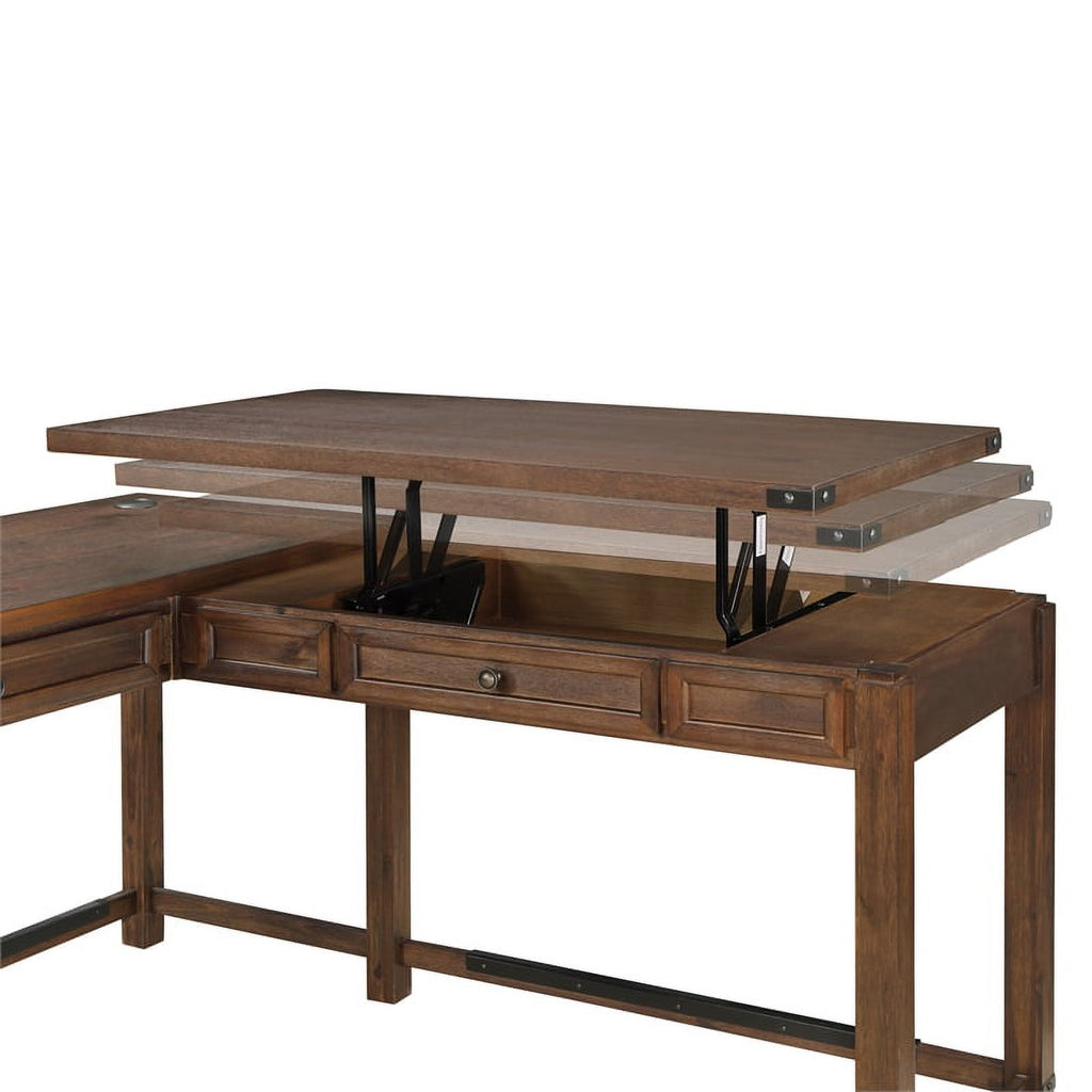 Brushed Walnut Engineered Wood Sit-to-Stand L-Desk K152741
