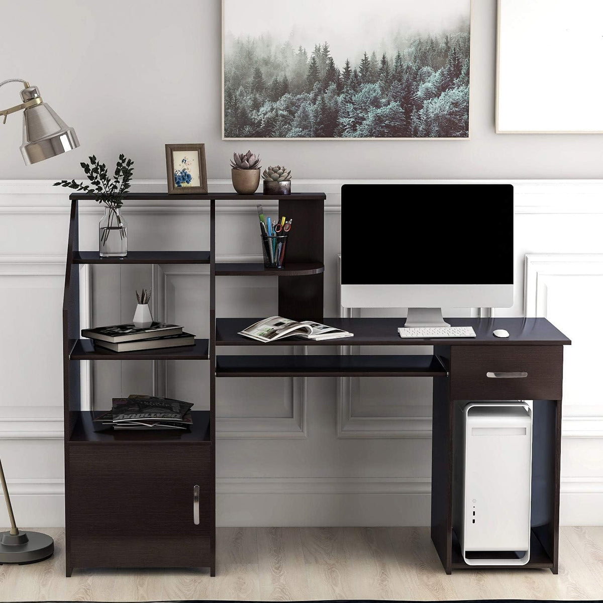 Computer Desk with Cabinet and Storage Drawer F121368