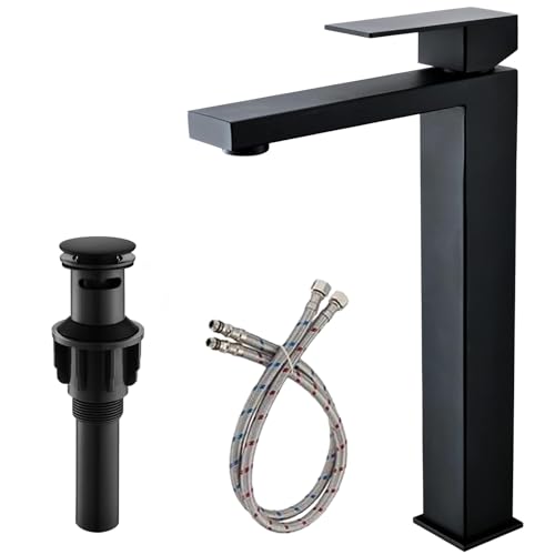 Single Handle Matte Black Tall Bathroom Vessel Sink Faucet F6027