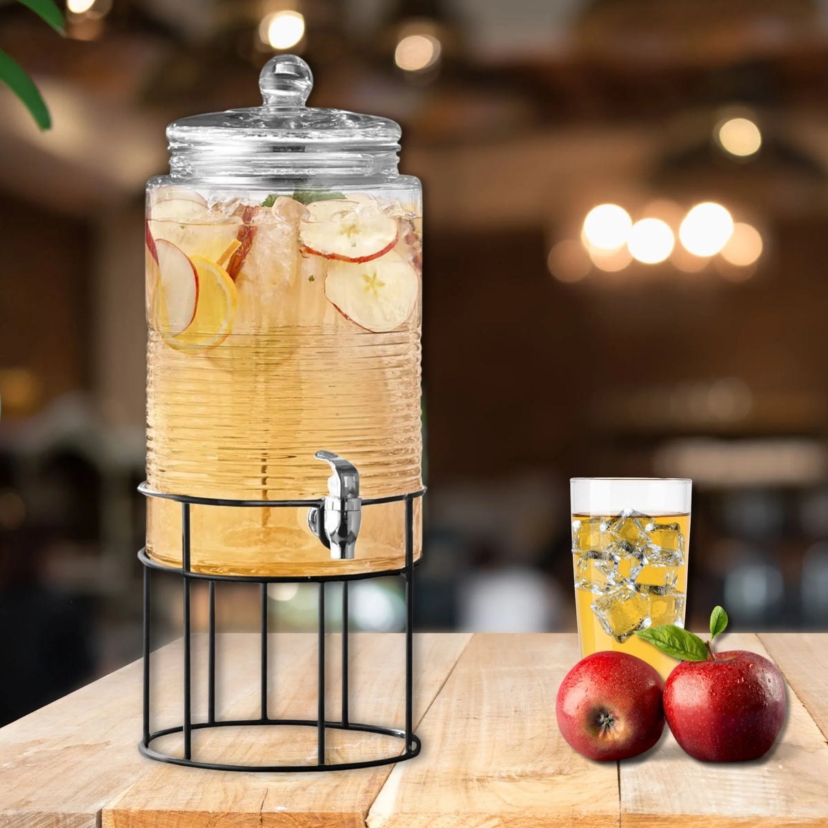 Clear Glass Drink Dispenser with Spigot and Stand X228
