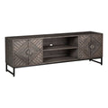Distressed Gray & Black Wood Accent Cabinet F3965