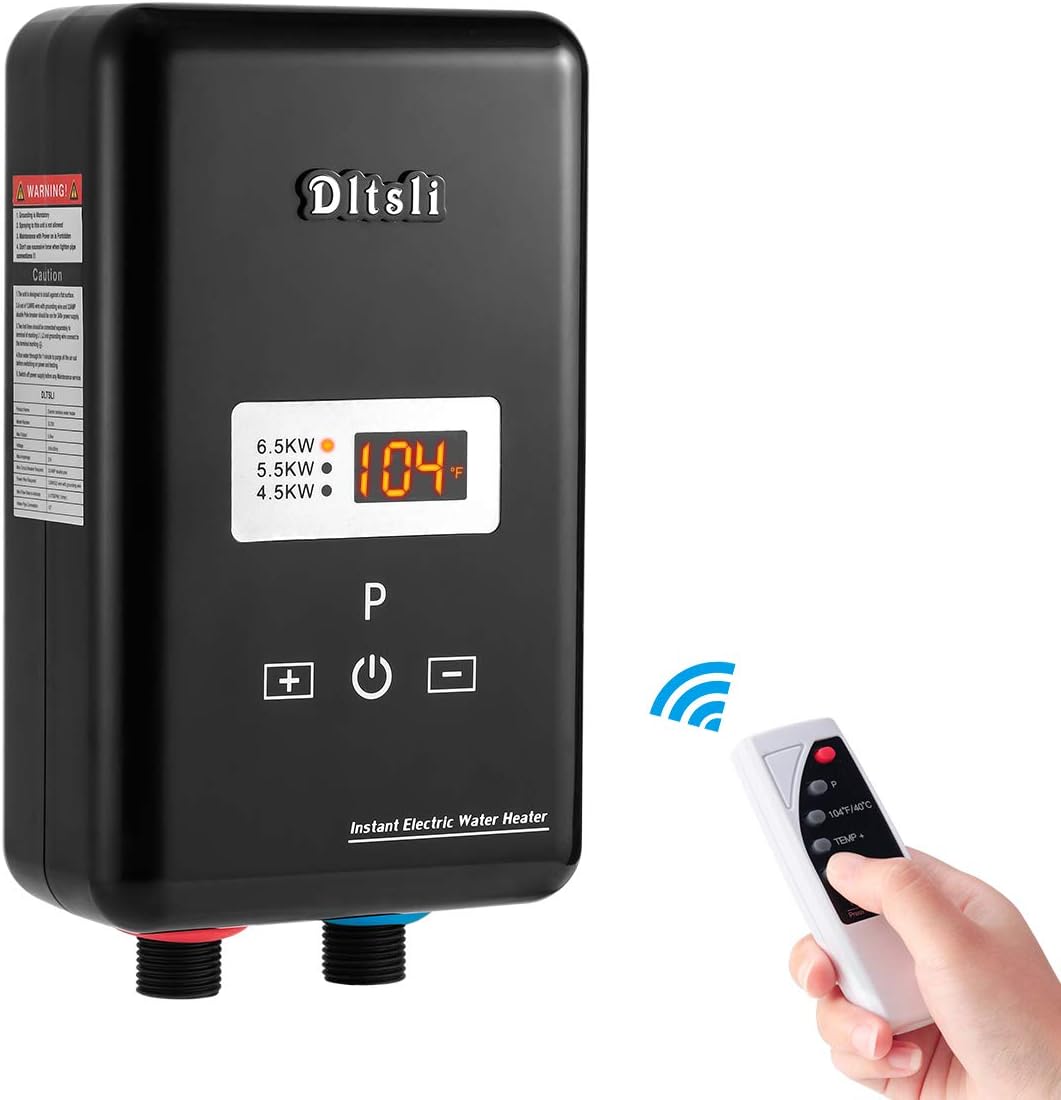 240V 6.5KW Tankless Instant Electric Water Heater with Remote Control Digital Display R371987