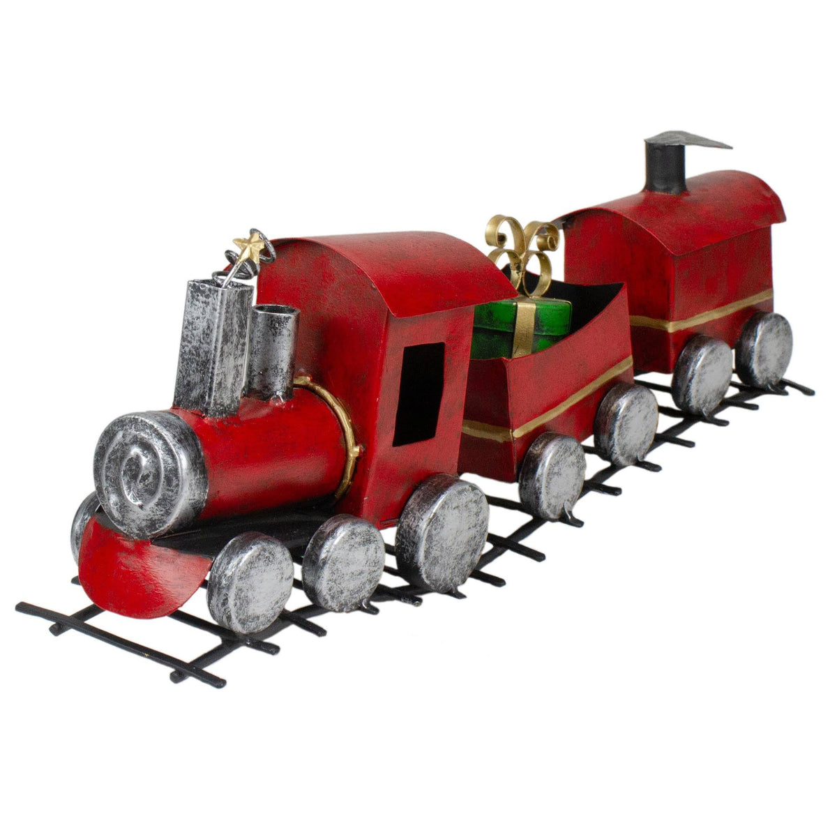 15x22 Three Car Red and Silver Metal Train Christmas Decoration P19200