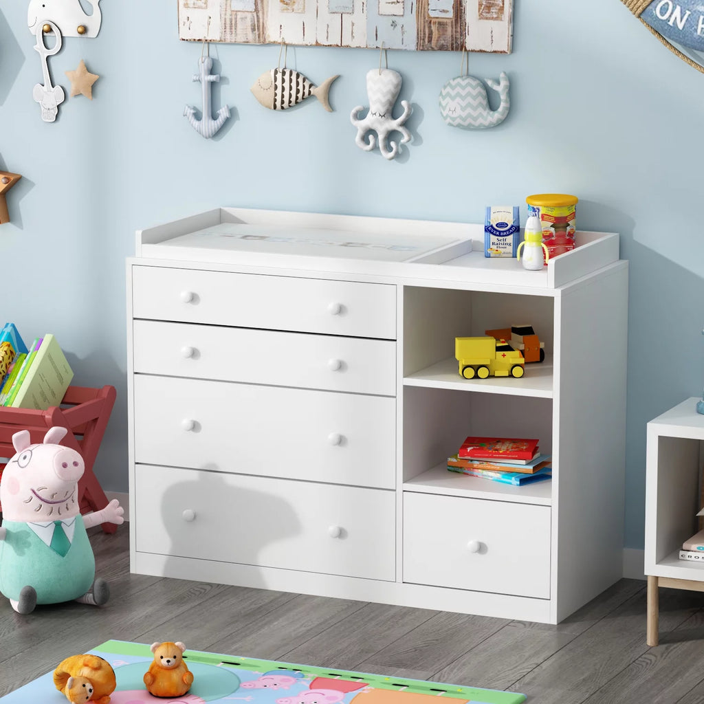 White 5 Drawer Baby Changing Table Dresser K440