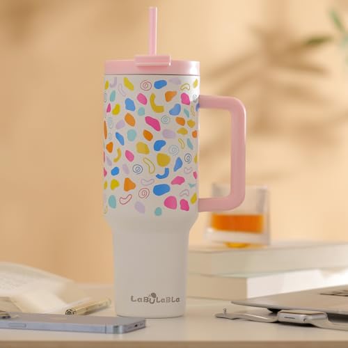 40oz Stainless Steel Insulated Tumbler with Handle and Straw S9914