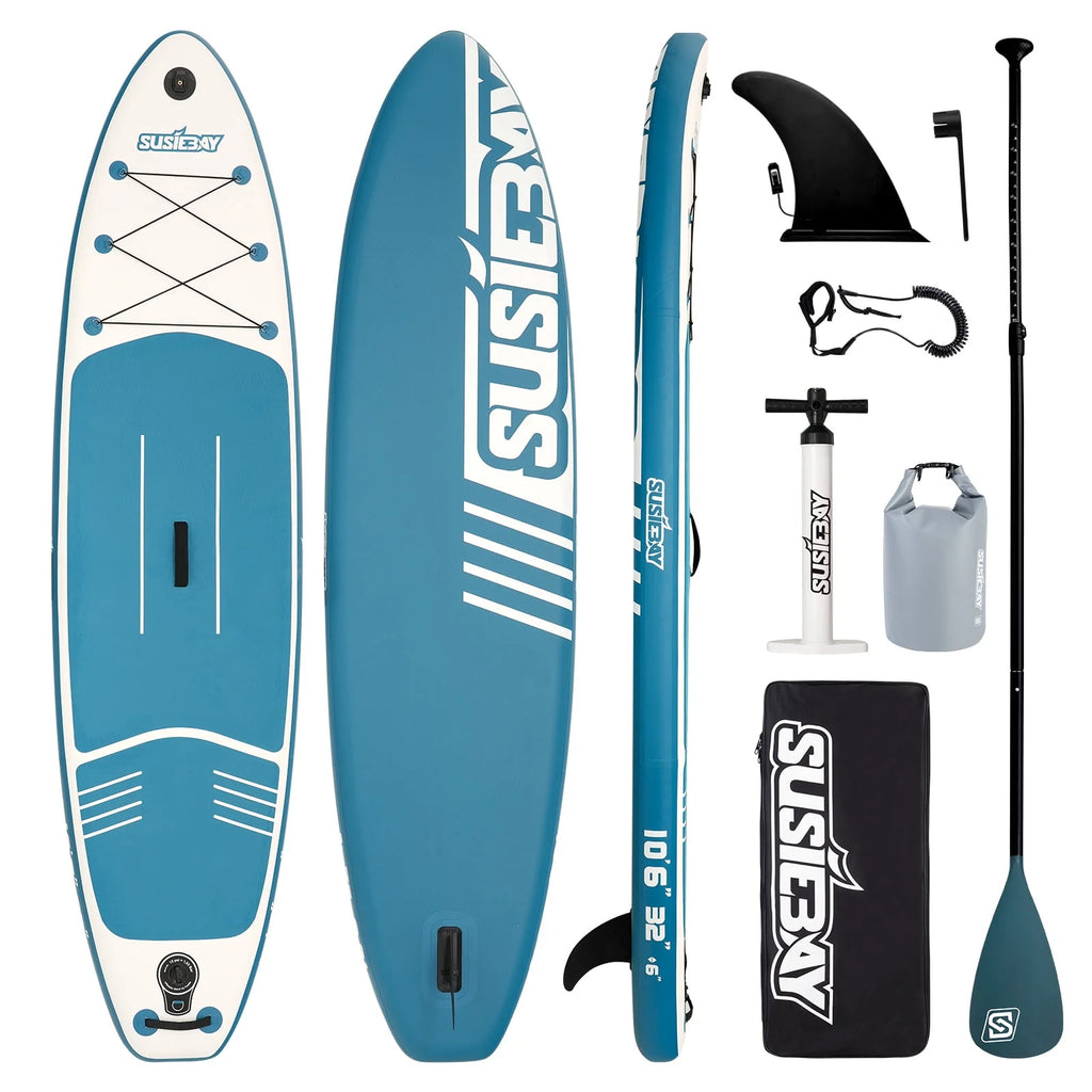Inflatable Stand Up Paddle Board with Backpack, 10'6" 11ft Black Non-Slip Deck L188