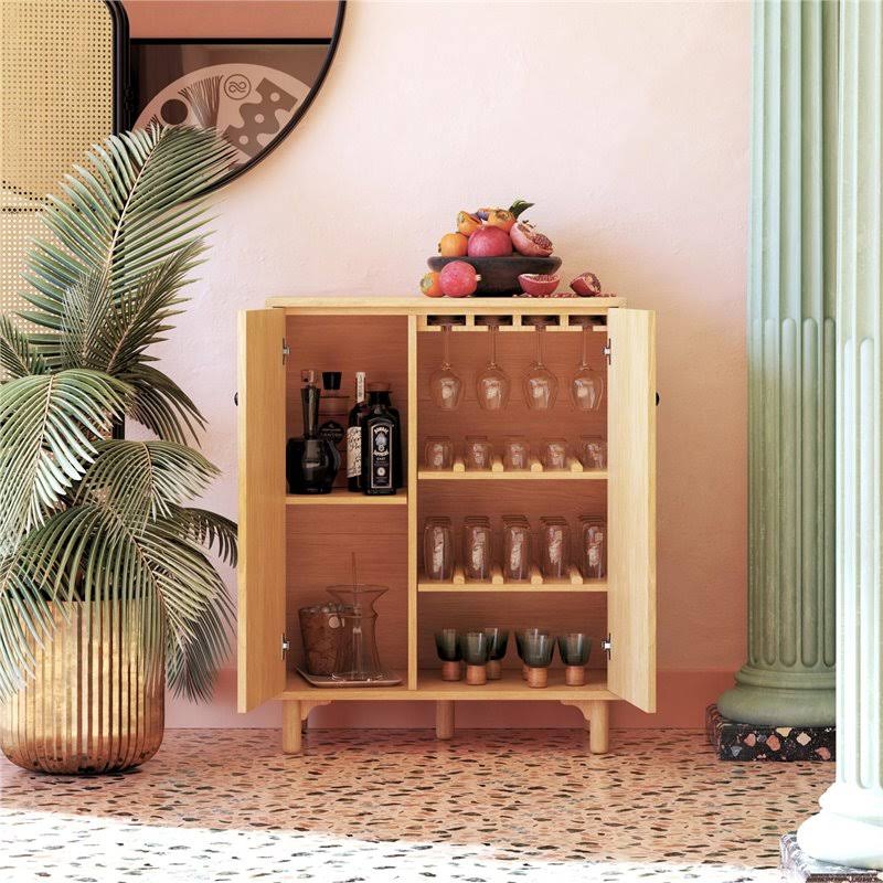 Light Ash Wood Bar Cabinet D6986