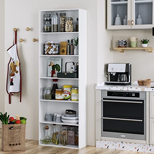 6-Tier Dark Gray Freestanding Bookcase and Bookshelf C453