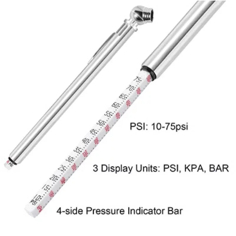 Tire Pressure Gauge 5 Pack Stainless Steel Pencil 10-75 PSI Z34527