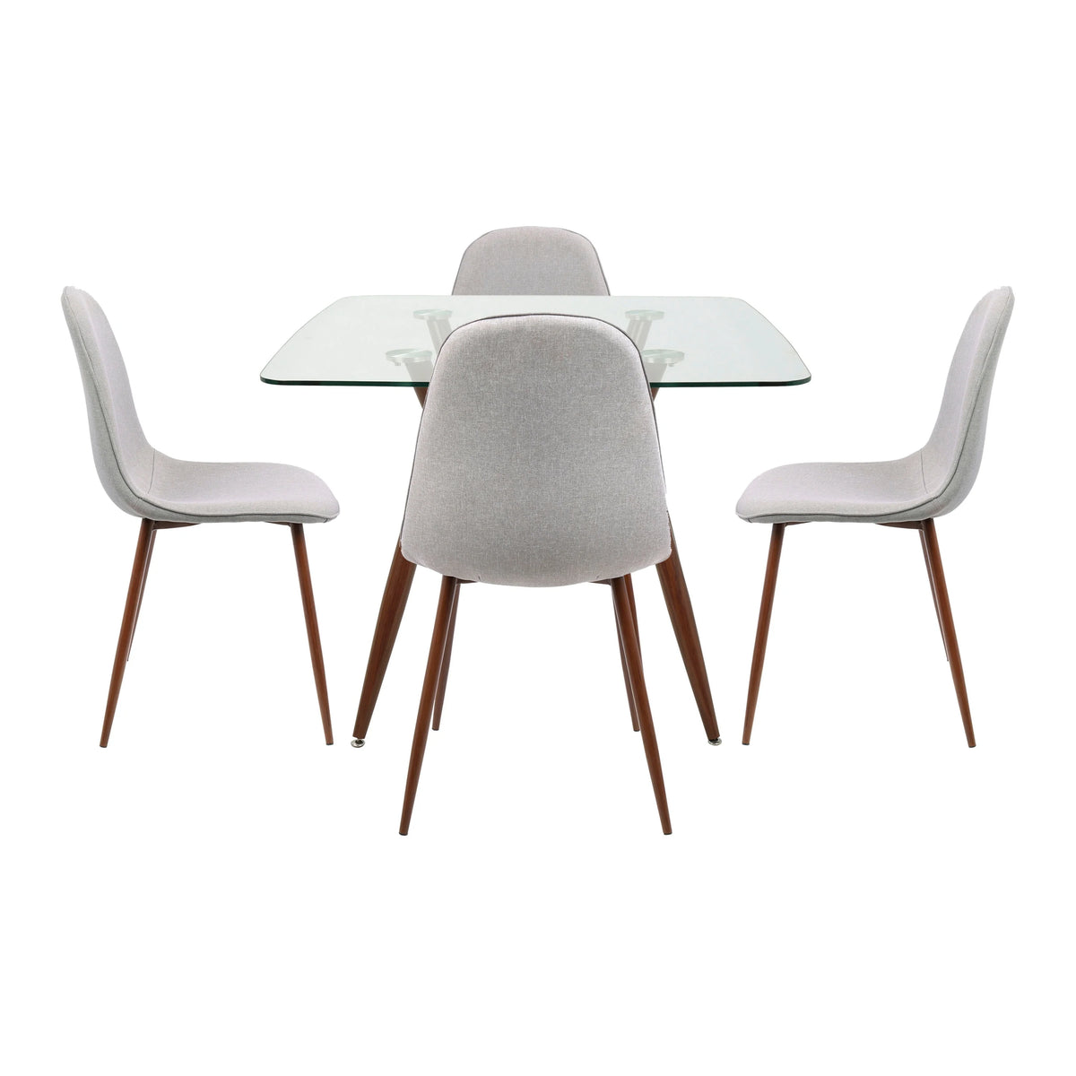 5-Piece Grey Fabric Walnut Dining Set C5401