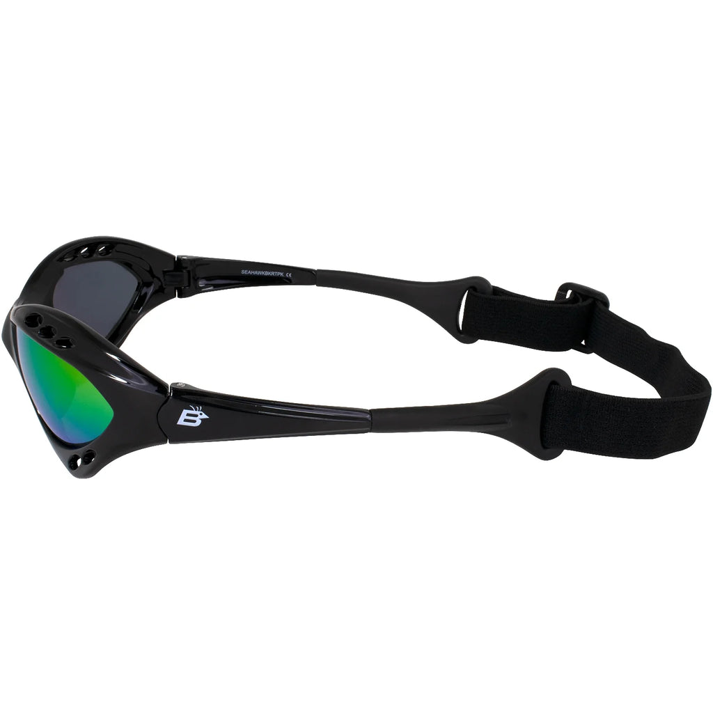 3 Pairs Padded Polarized Sunglasses w/Strap Silver Frame w/Smoke Lens & Black Frame w/ Pink & Green Mirror Lenses W612892