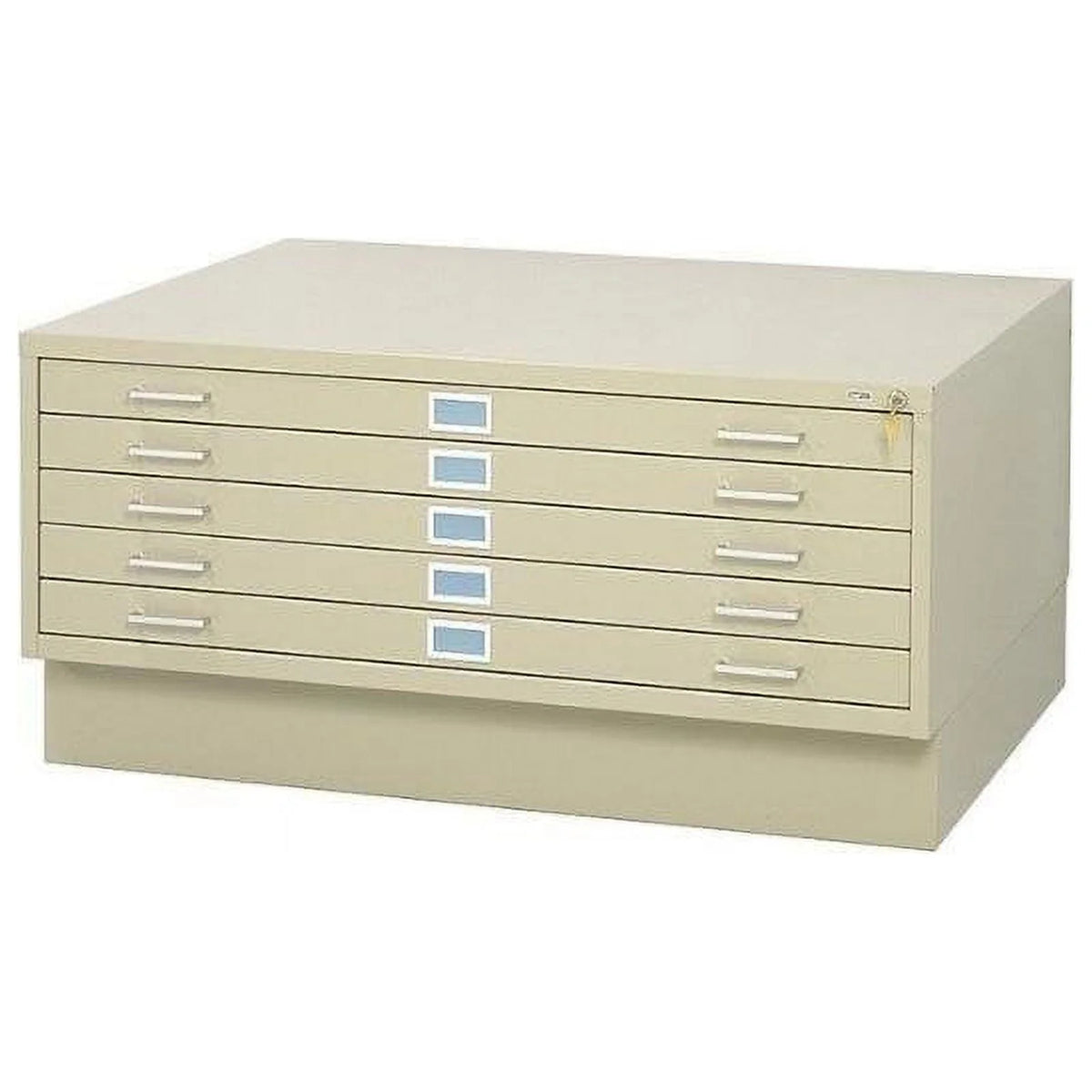 5 Drawer Flat File Cabinet with Closed Base in Brown B36634