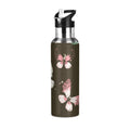 Pink-green Butterfly Leopard Print Stainless Steel Vacuum Insulated Water Bottle with Straw Lid 20 OZ D63662