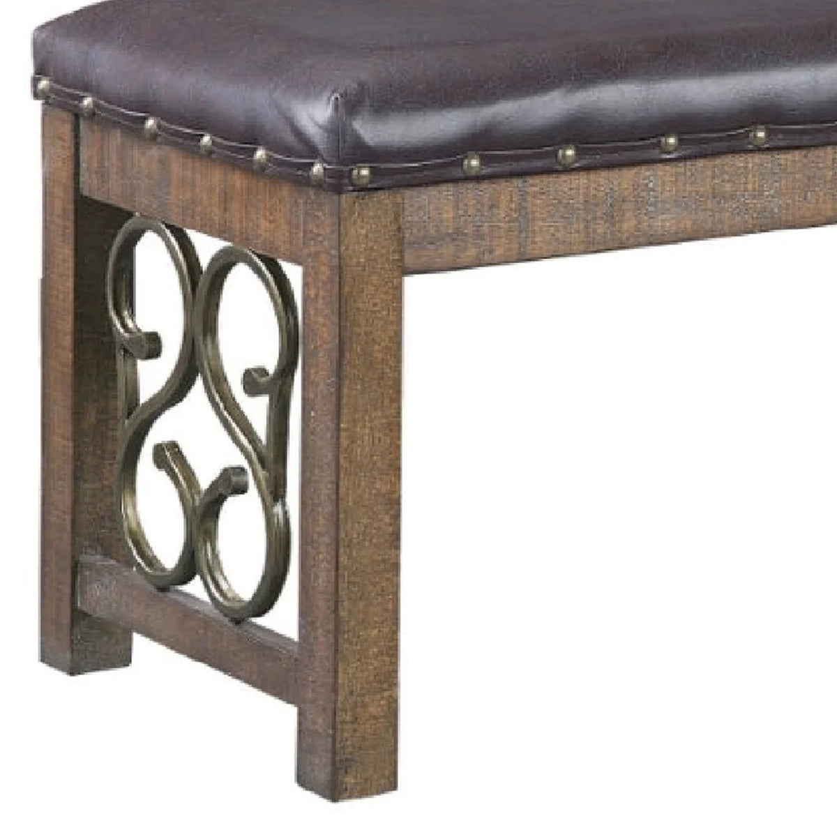 56 Inch Solid Wood Padded Bench E928