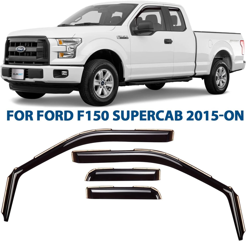 Dark Smoke In-Channel Window Deflectors for Ford F150 Regular Cab, Pack of 2 Z224