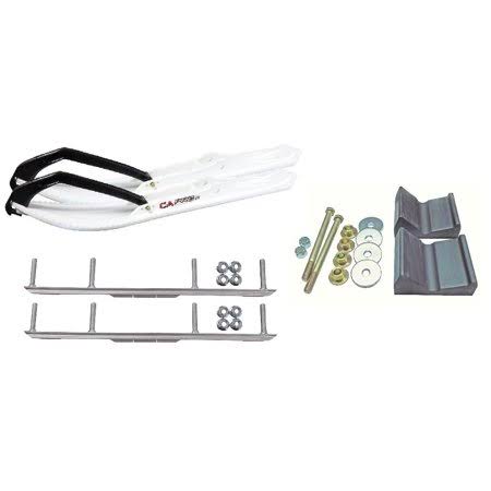 White Snowmobile Skis with 4.5 inch Shaper Bars Complete Kit T1792
