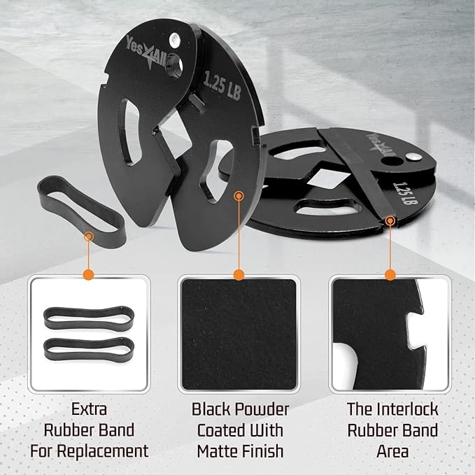 Fractional Weight Plates Set, Steel and Rubber, 1.25LB, 2.5LB, 5LB Q45702