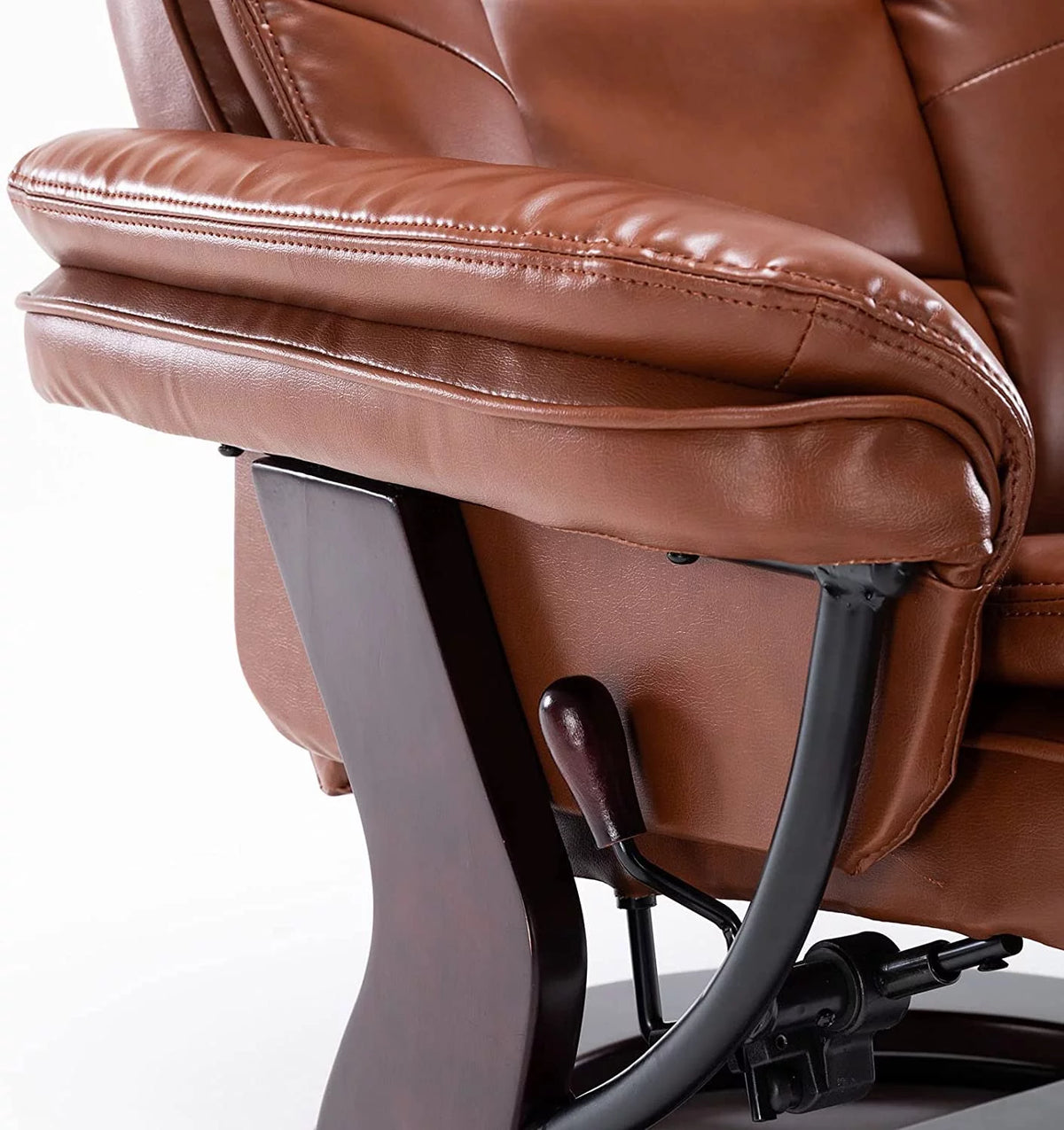 Brown Faux Leather Recliner with Ottoman R50200