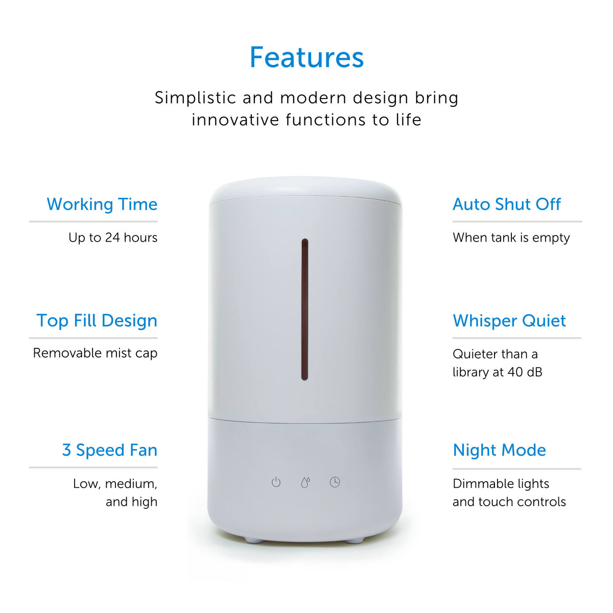 3.5L Cool Mist Ultrasonic Humidifier with Adjustable Mist Level and Auto Shut Off V19655