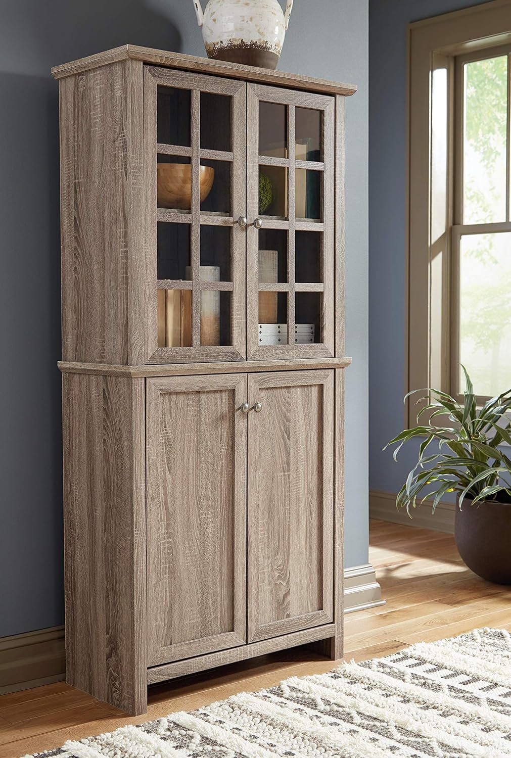 Rustic Farmhouse Accent Cabinet with Adjustable Shelves, Gray C447263