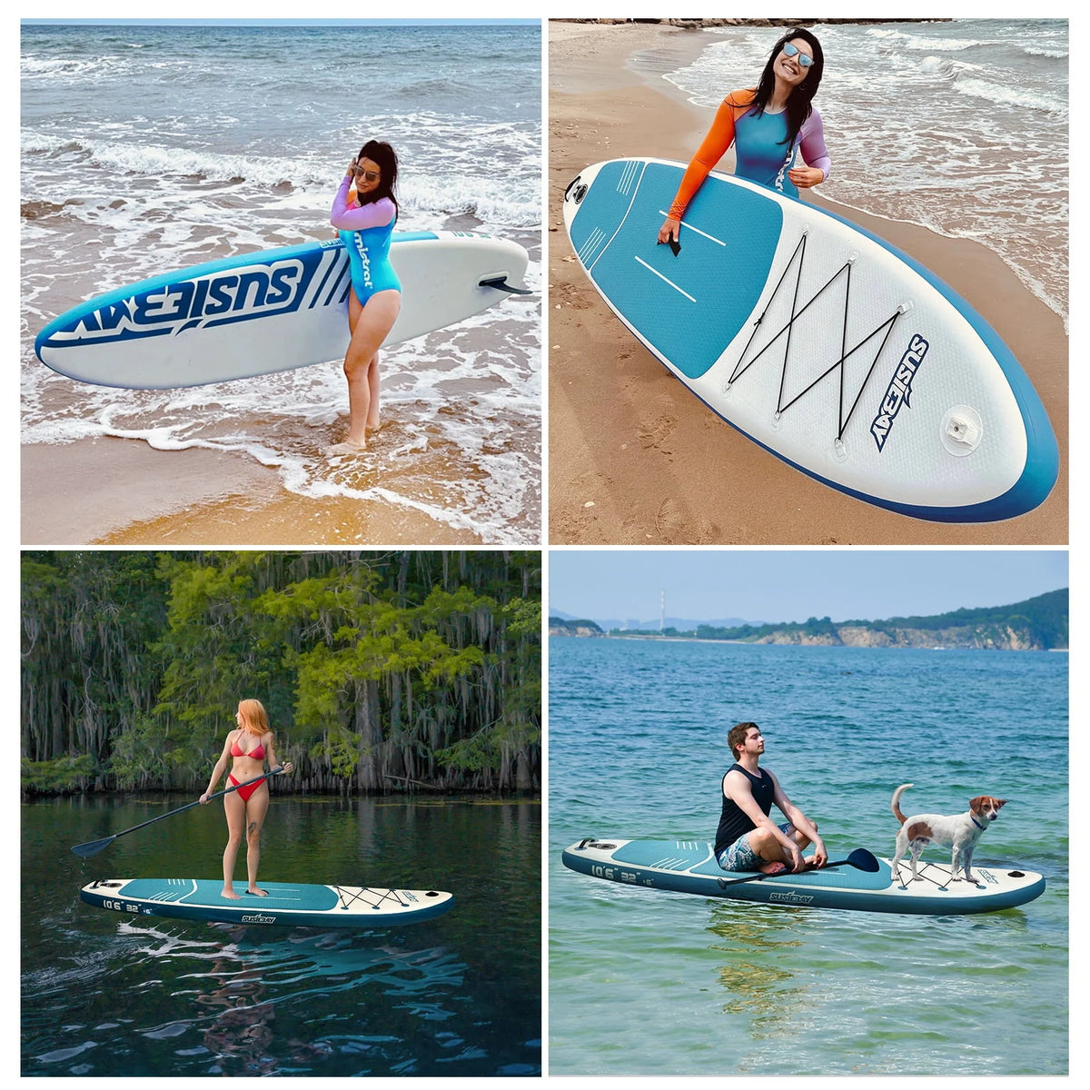 Inflatable Stand Up Paddle Board with Backpack, 10'6" 11ft Black Non-Slip Deck L188