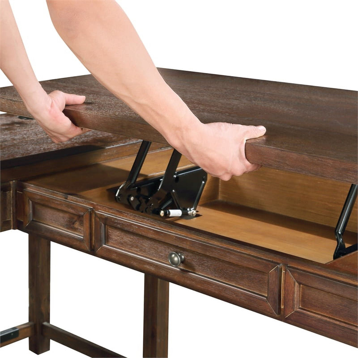 Brushed Walnut Engineered Wood Sit-to-Stand L-Desk K152741
