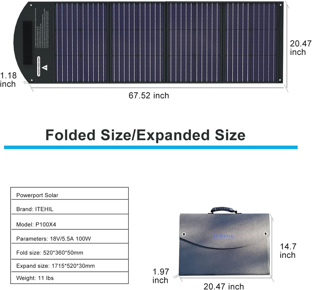 100W 18 Volt Monocrystalline Foldable Solar Panel with USB Output F89589