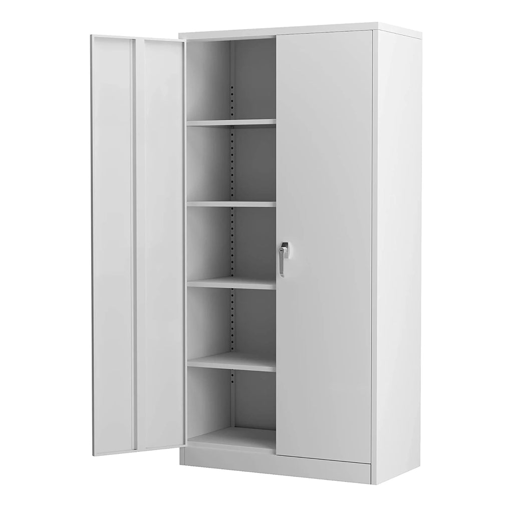 72 Inch Locking Storage Cabinet with Adjustable Shelves, Gray F270