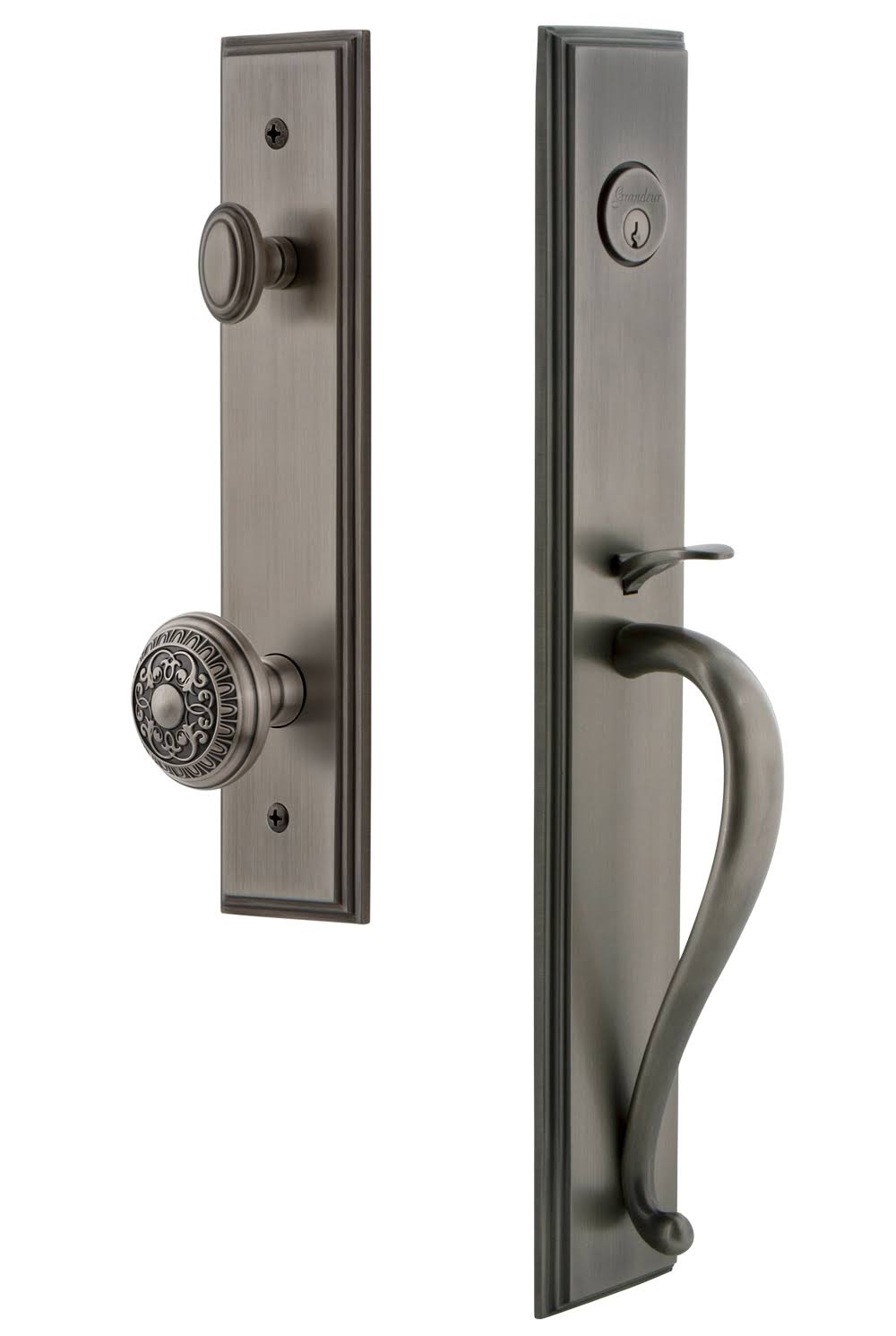 One-Piece S Grip and Windsor Knob-Antique Pewter B34839