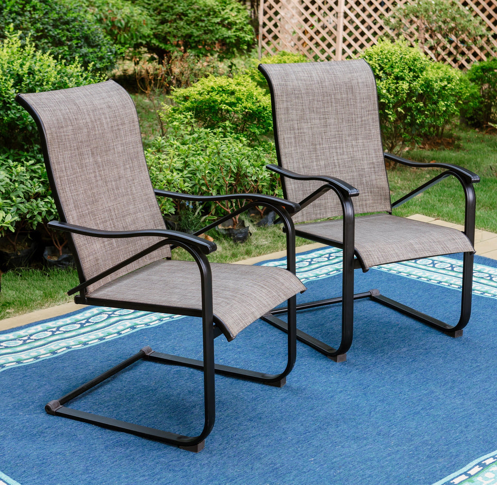 7-Piece Outdoor Patio Dining Set with 6 Rocking Chairs and 1 Metal Table V480423