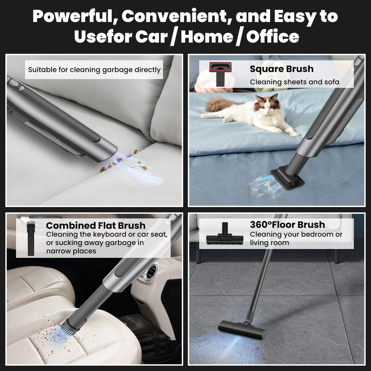 Handheld Vacuum Cleaner Cordless 18000PA 7500mAh Rechargeable Car Vacuum with 2 Suction Modes D16262