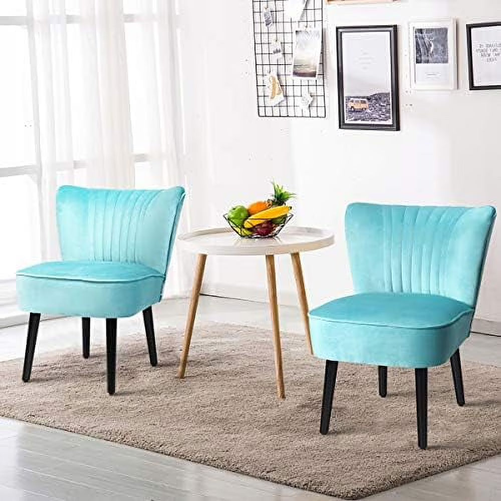 Velvet Accent Chair Set of 2 Armless Curved Backrest Padded Seat J661657