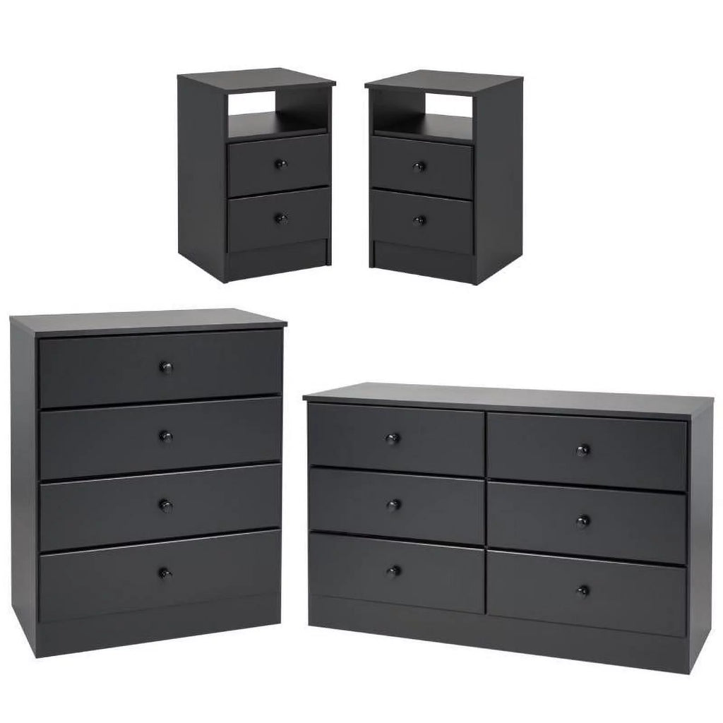 4-Piece Set with 2 Nightstands Double Dresser 4-Drawer Chest Y626