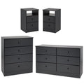 4-Piece Set with 2 Nightstands Double Dresser 4-Drawer Chest Y626