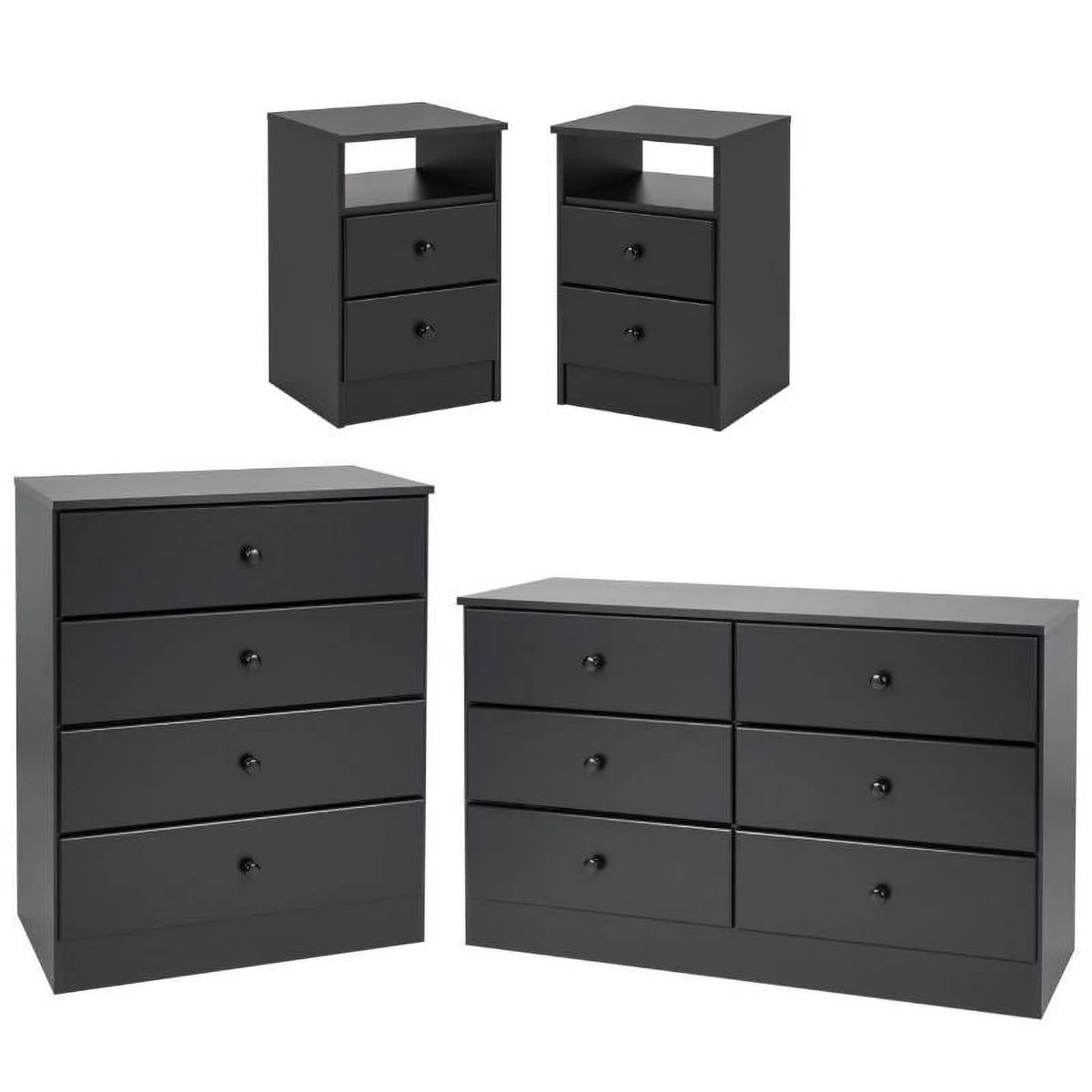4-Piece Set with 2 Nightstands Double Dresser 4-Drawer Chest Y626