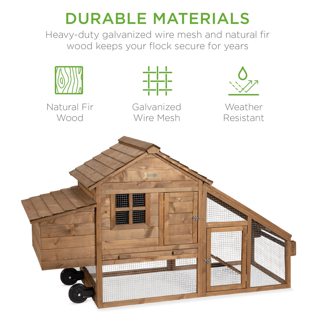 70in Fir Wood Chicken Coop with Wheels G8701