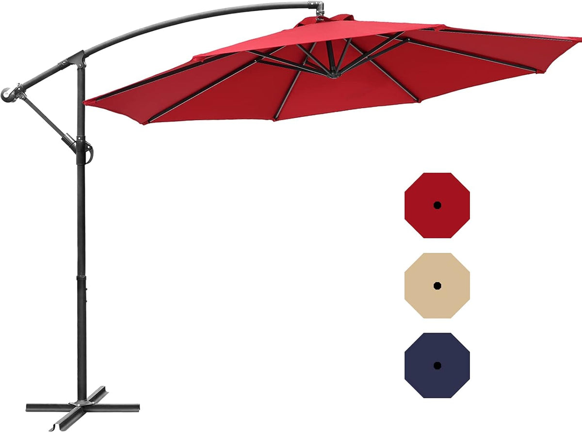 Navy Blue Rectangular Polyester Patio Table Umbrella H588935