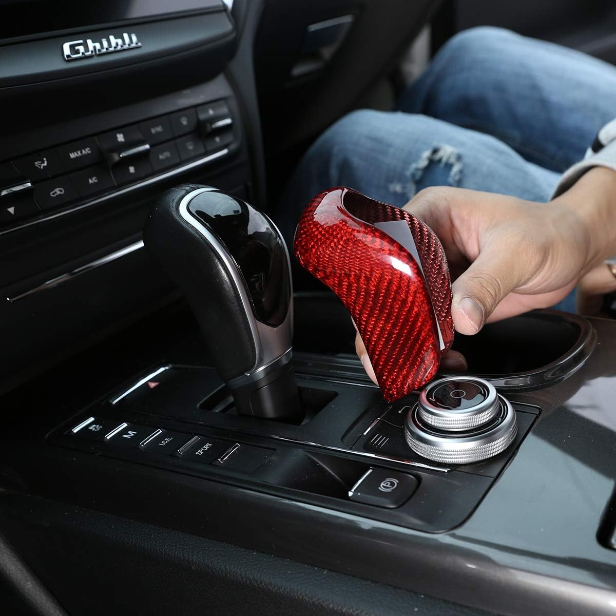 Real Carbon Fiber Gear Shift Knob Head Cover (Black) O713107