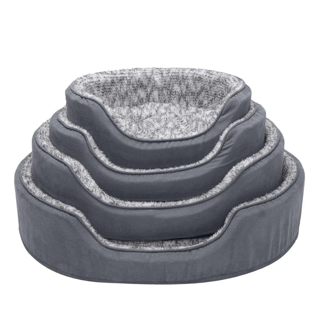 Two-Tone Fur & Suede Oval Dog Bed B45862