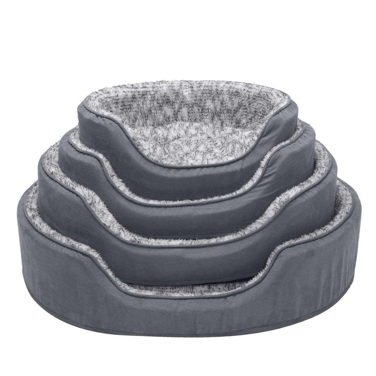 Two-Tone Fur & Suede Oval Dog Bed B45862