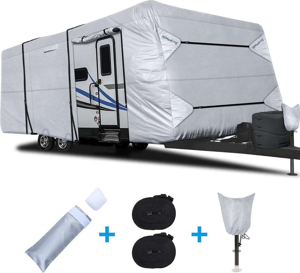 RV Cover Waterproof Travel Trailer Cover Rip-Stop Camper Cover Fits 20'1 - 22' Motorhome V21412