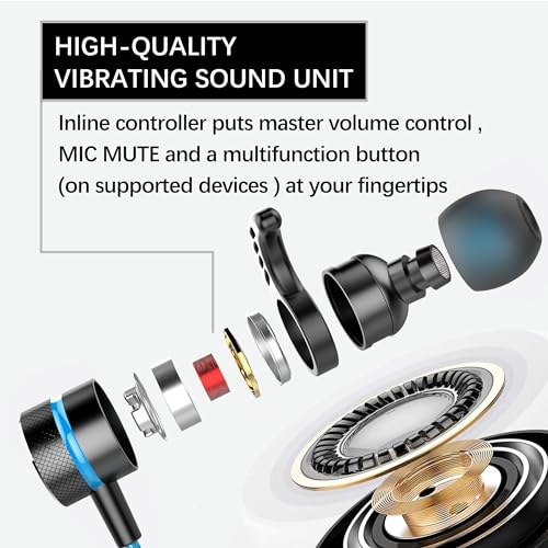 Gaming Earphones with Dual Audio Drivers, In-Line Mic and 3.5mm P44441