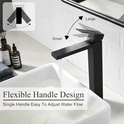 Single Handle Matte Black Tall Bathroom Vessel Sink Faucet F6027