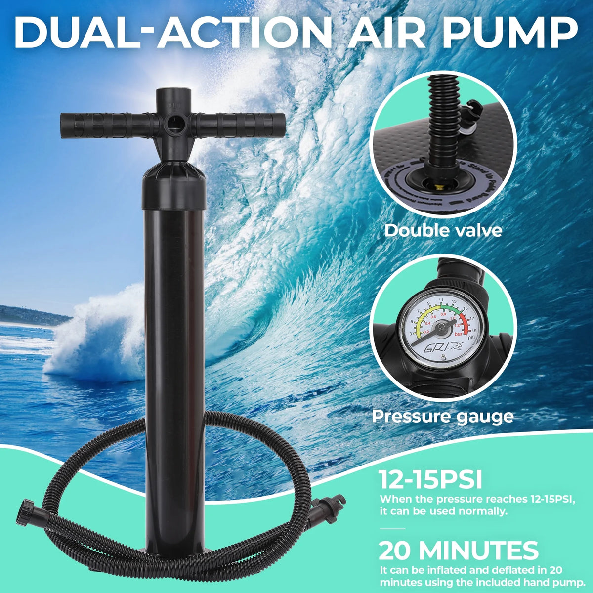 10ft Inflatable SUP Stand up Paddle Board with Backpack, Paddle, Leash T577