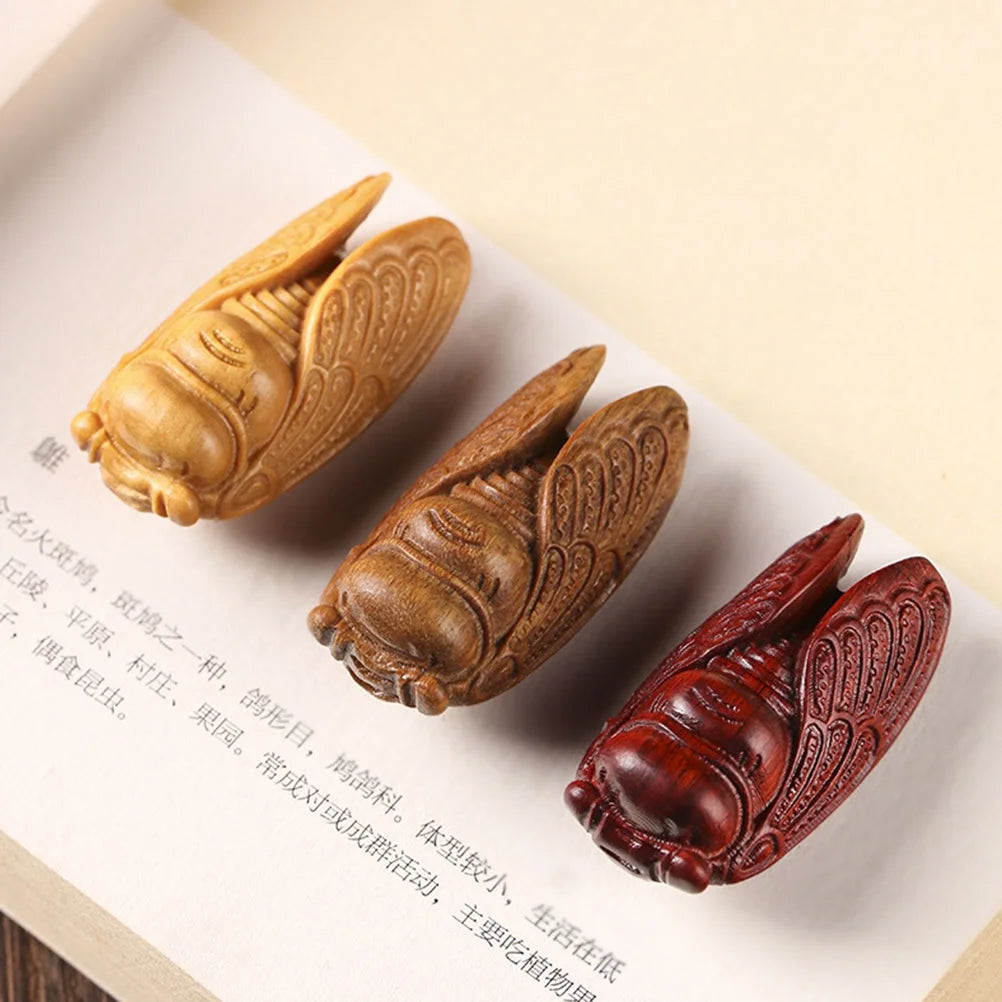 Wooden Cicada Figurine Handmade Ornament R43492